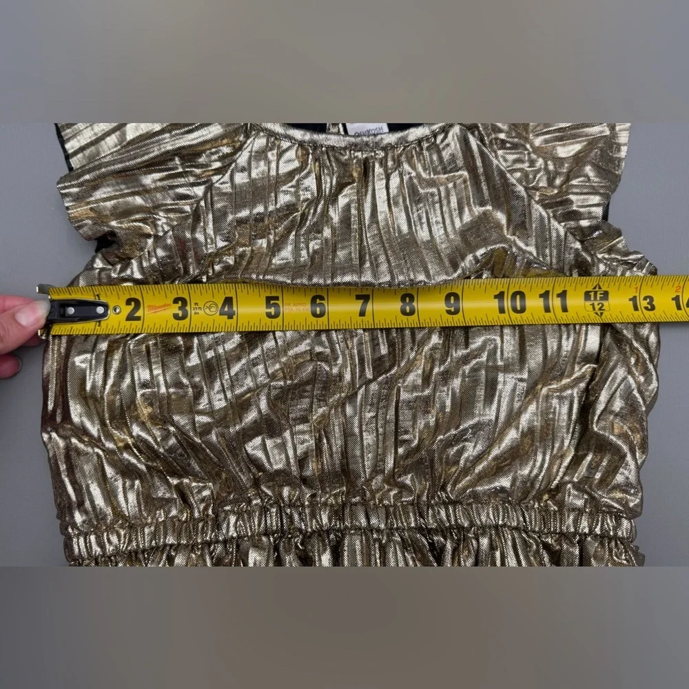 OshKosh B’gosh Girls Gold Metallic Pleated Party Dress Size 8